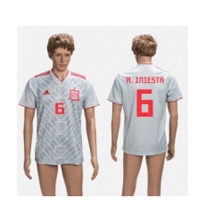 Spain #6 A.Iniesta Grey Training Soccer Country Jersey