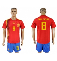 Spain #8 Saul Niguez Home Soccer Country Jersey