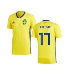 Sweden #17 Claesson Home Soccer Country Jersey