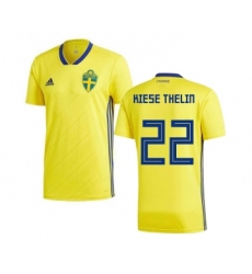 Sweden #22 Kiese Thelin Home Soccer Country Jersey