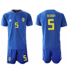 Sweden #5 Olsson Away Soccer Country Jersey