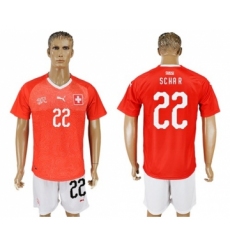 Switzerland #22 Schar Red Home Soccer Country Jersey