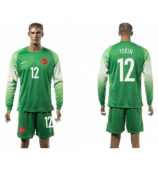 Turkey #12 Tekin Green Goalkeeper Long Sleeves Soccer Country Jersey