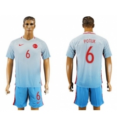 Turkey #6 Potuk Away Soccer Country Jersey