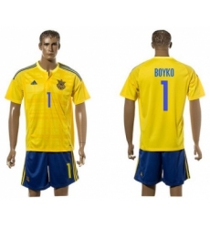 Ukraine #1 Boyko Home Soccer Country Jersey