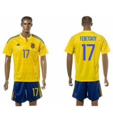 Ukraine #17 Fedetskiy Home Soccer Country Jersey