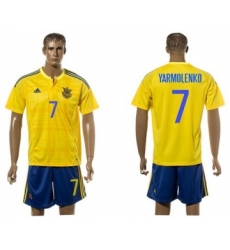 Ukraine #7 Yarmolenko Home Soccer Country Jersey