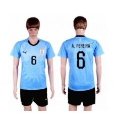 Uruguay #6 A.Pereira Home Soccer Country Jersey