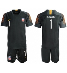 USA #1 Howard Black Goalkeeper Soccer Country Jersey