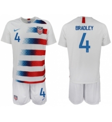 USA #4 Bradley Home Soccer Country Jersey
