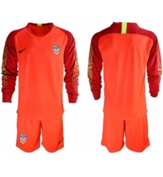 USA Blank Red Goalkeeper Long Sleeves Soccer Country Jersey