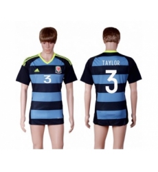 Wales #3 Taylor Away Soccer Country Jersey