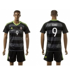 Wales #9 Kanu Black Away Soccer Club Jersey