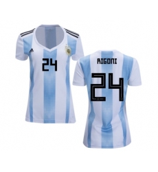 Women's Argentina #24 Rigoni Home Soccer Country Jersey