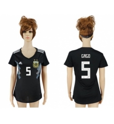 Women's Argentina #5 Gago Away Soccer Country Jersey