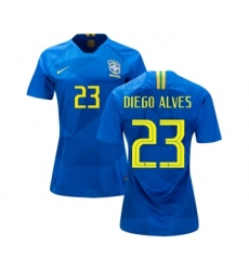Women's Brazil #23 Diego Alves Away Soccer Country Jersey