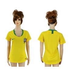 Women's Brazil Blank Home Soccer Country Jersey
