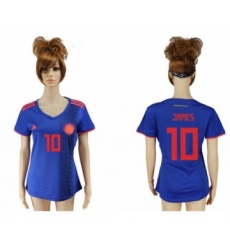Women's Colombia #10 James Away Soccer Country Jersey