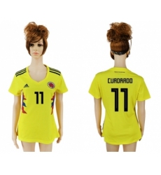 Women's Colombia #11 Cuadrado Home Soccer Country Jersey