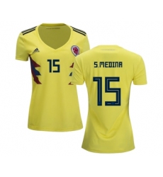 Women's Colombia #15 S.Medina Home Soccer Country Jersey