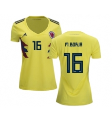 Women's Colombia #16 M.Borja Home Soccer Country Jersey