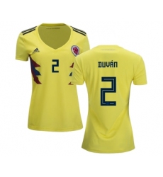 Women's Colombia #2 Duvan Home Soccer Country Jersey