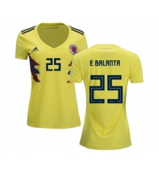 Women's Colombia #25 E.Balanta Home Soccer Country Jersey