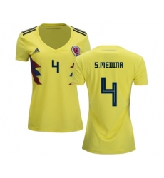 Women's Colombia #4 S.Medina Home Soccer Country Jersey