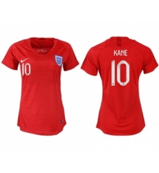 Women's England #10 Kane Away Soccer Country Jersey