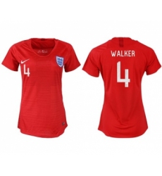 Women's England #4 Walker Away Soccer Country Jersey