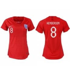 Women's England #8 Henderson Away Soccer Country Jersey