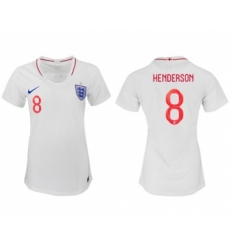 Women's England #8 Henderson Home Soccer Country Jersey