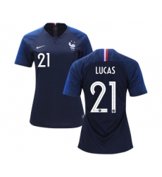 Women's France #21 Lucas Home Soccer Country Jersey