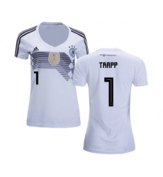 Women's Germany #1 Trapp White Home Soccer Country Jersey