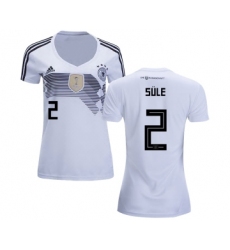 Women's Germany #2 Sule White Home Soccer Country Jersey