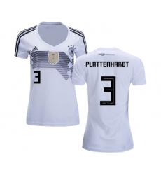 Women's Germany #3 Plattenhardt White Home Soccer Country Jersey