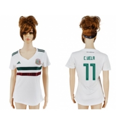 Women's Mexico #11 C.Vela Away Soccer Country Jersey