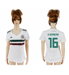 Women's Mexico #16 H.Herrera Away Soccer Country Jersey