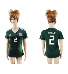Women's Mexico #2 Araujo Home Soccer Country Jersey