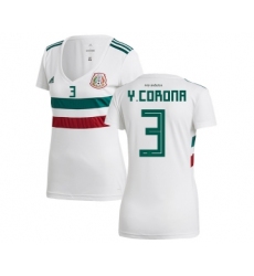 Women's Mexico #3 Y.Corona Away Soccer Country Jersey