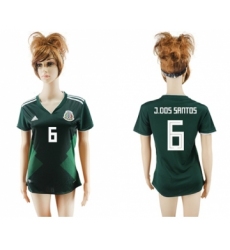 Women's Mexico #6 J.Dos Santos Home Soccer Country Jersey