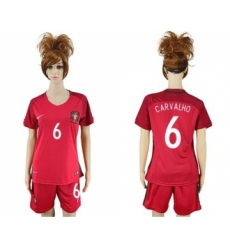 Women's Portugal #6 Carvalho Home Soccer Country Jersey