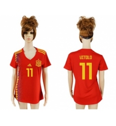 Women's Spain #11 Vitolo Red Home Soccer Country Jersey