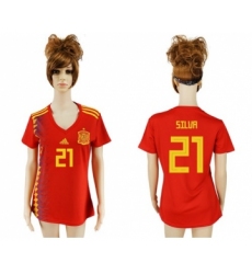 Women's Spain #21 Silva Red Home Soccer Country Jersey