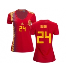 Women's Spain #24 Suso Red Home Soccer Country Jersey