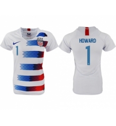 Women's USA #1 Howard Home Soccer Country Jersey