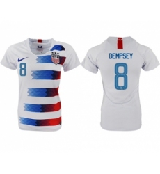 Women's USA #8 Dempsey Home Soccer Country Jersey