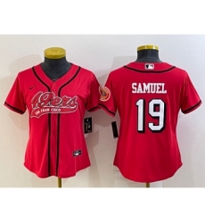 Women's San Francisco 49ers #19 Deebo Samuel Red Color Rush With Patch Cool Base Stitched Baseball Jersey