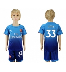 Arsenal #33 Cech Away Kid Soccer Club Jersey