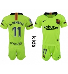 Barcelona #11 O.Dembele Away Kid Soccer Club Jersey